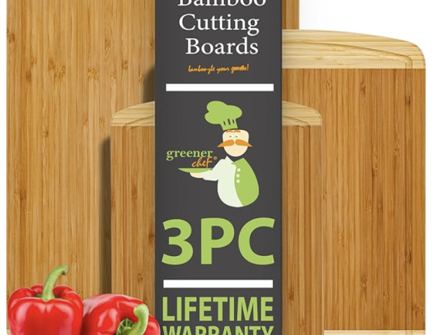 Greener Chef Organic Bamboo Cutting Board Set 